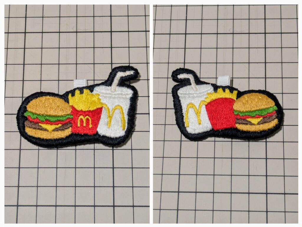 ハンバーガーの刺しゅうチャーム