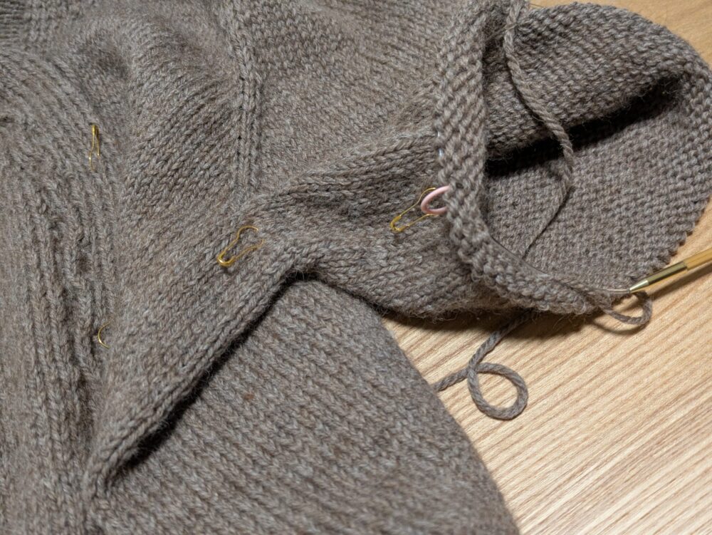 Vネックカーディガン2025袖部分